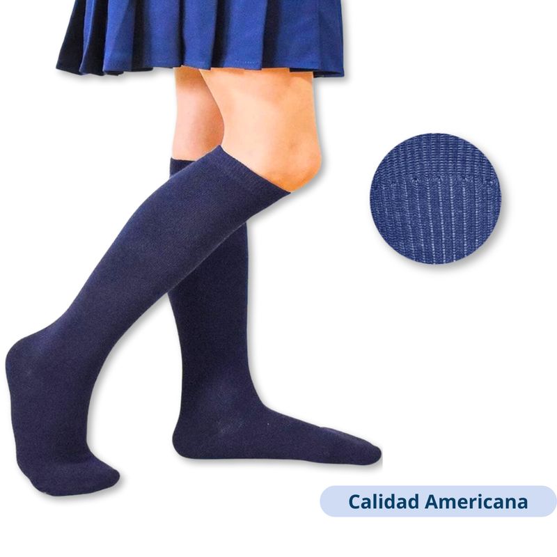 UTILISIMO - Pack 3 Calcetines Escolar Largo Azul Bambú Mas Clothing