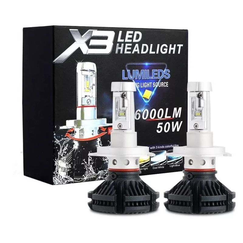 GENERICO - Kit Turbo Led H1 H3 H4 H7 H11 H13 9005 9006 880 Disipador X3