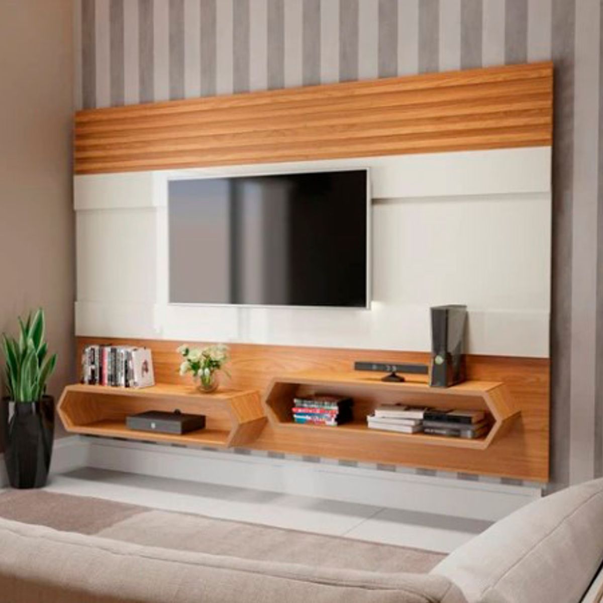 PRADEL - Estante Panel TV Capacidad 65 Pulgadas 220Cm 100% MDF