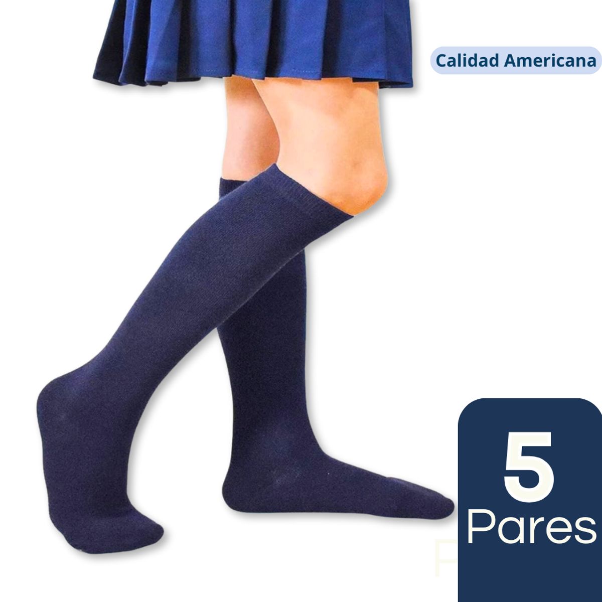 UTILISIMO - Pack 5 Calcetines Escolar Largo Azul Bambú Mas Clothing
