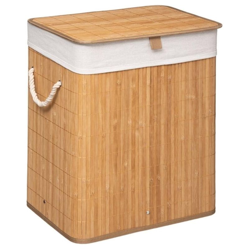 GENERICO - Canasto Cesta Ropa Sucia Rectangular De Bambú Con Tapa