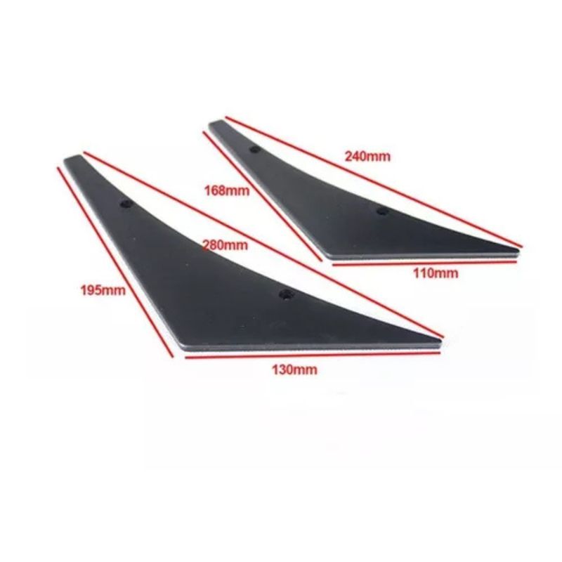 GENERICO - DIFUSOR Deflector 4 Pzs Para Parachoque Apernado Aleta NEGRO