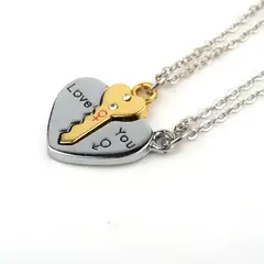 GENERICO - Collar Cadena De Parejas Novios Candado Y Llave Regalo
