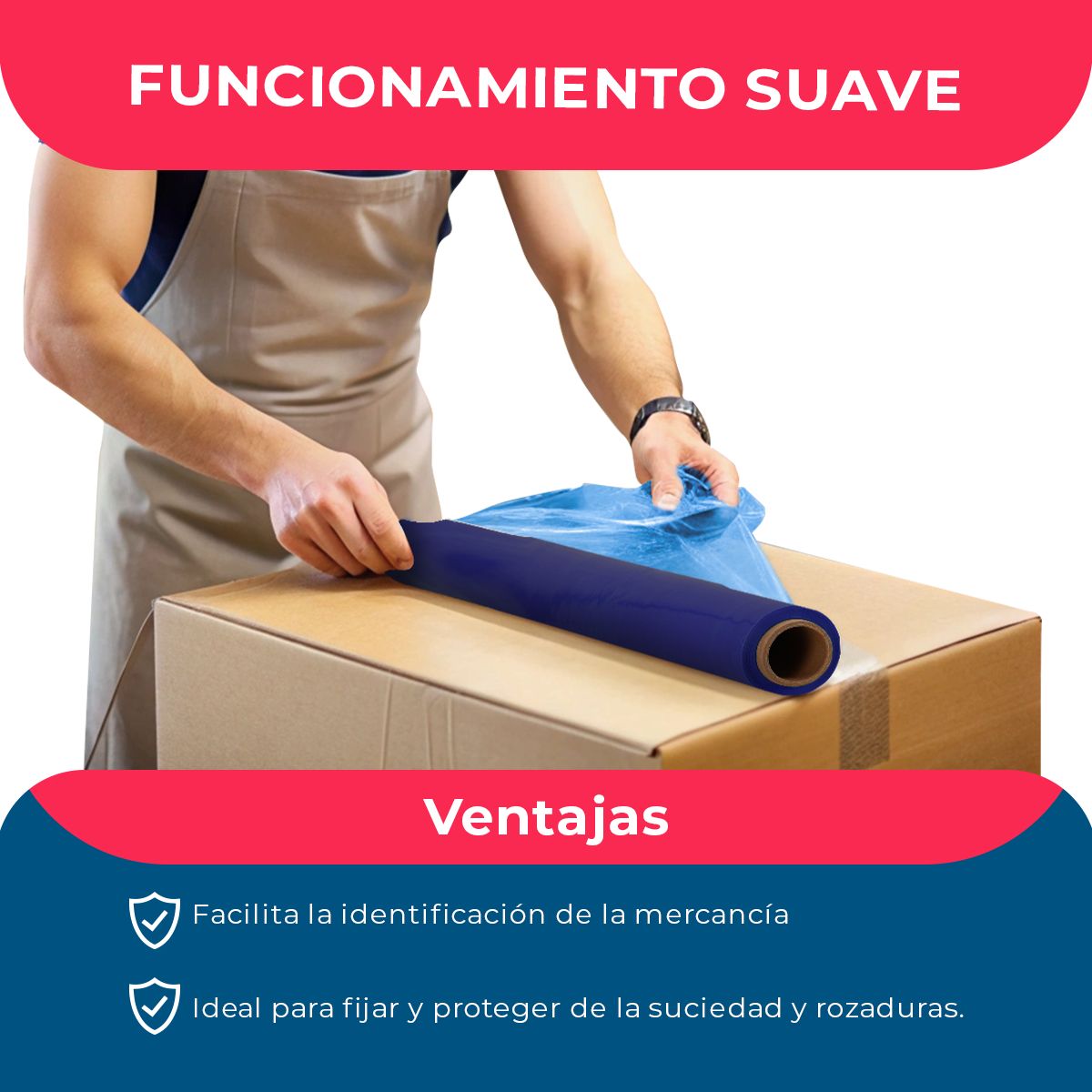 GENERICO - Film Stretch Azul 1,7 kg 350m - Pack Mayorista