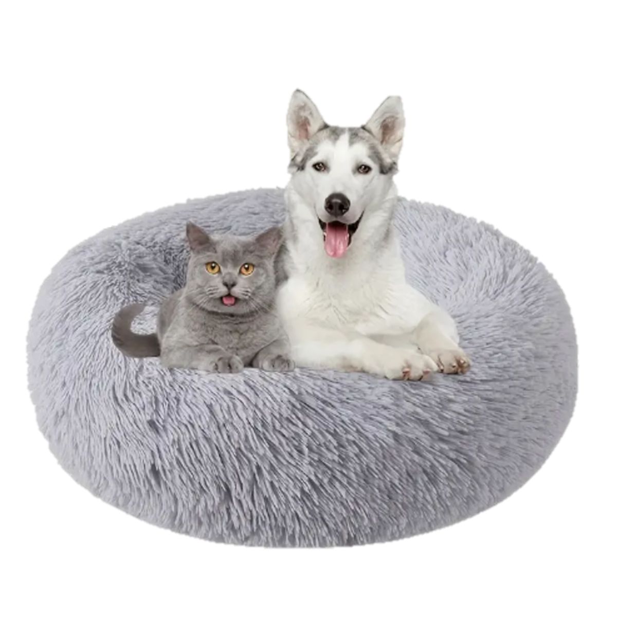 MASCO TODO - Cama Antiestrés Felpa para Mascotas Perros Gatos 70cm Gris