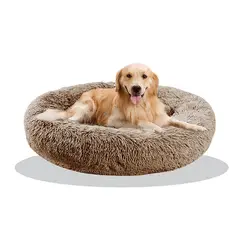 GENERICO - Cama Antiestrés Felpa para Mascotas Perros Gatos 70cm Marrón