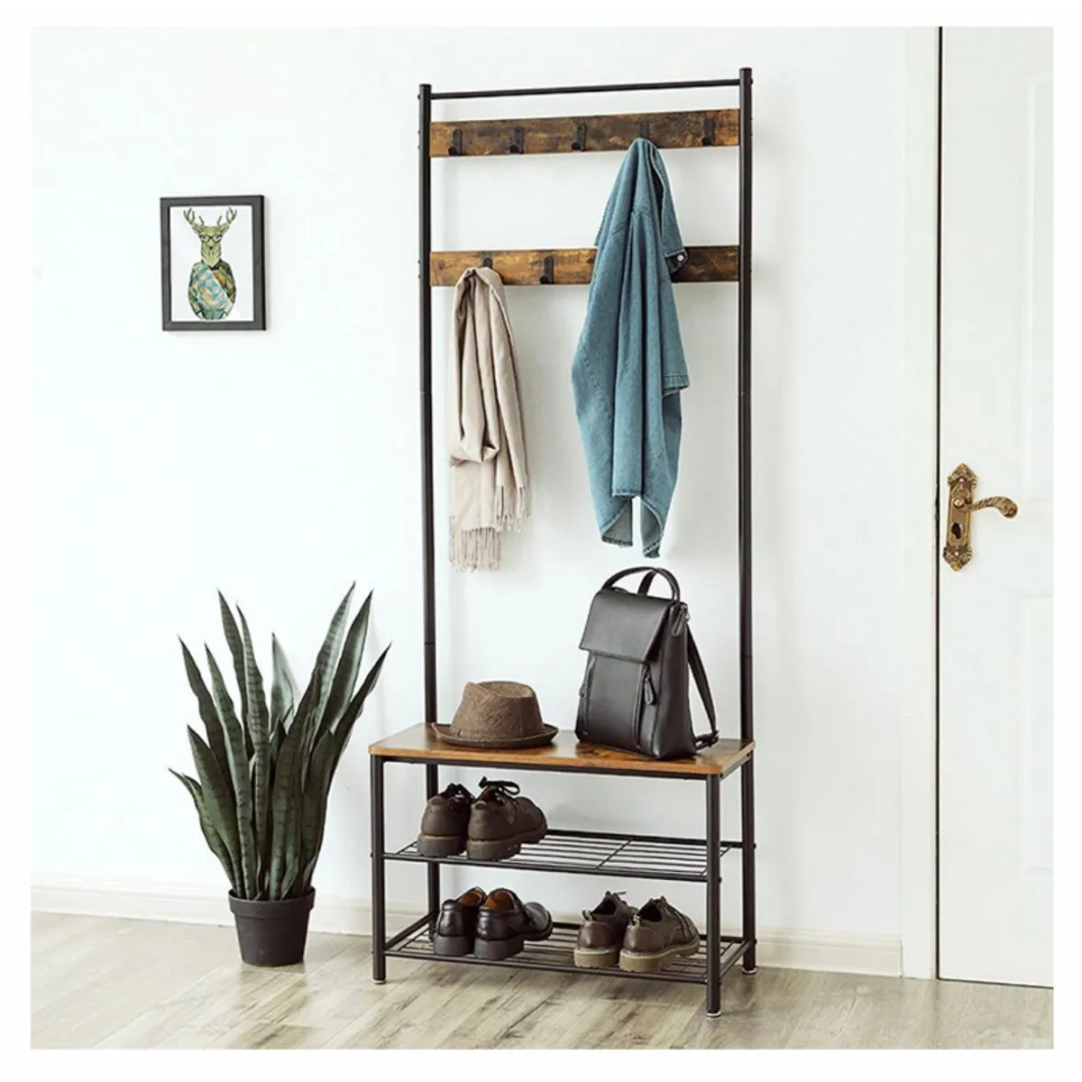 ACTUAL - Perchero Zapatero y Banca 3 En 1 Modelo Clasico y Multifunctional