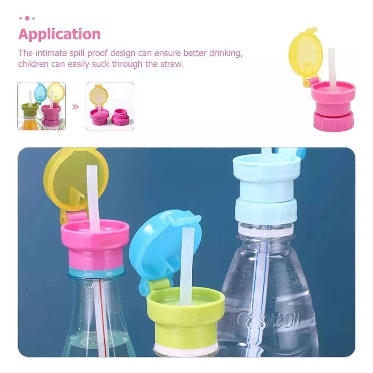 GENERICO - Tapa De Botella De Bebidas Para Bebés Con Pajilla Bombilla