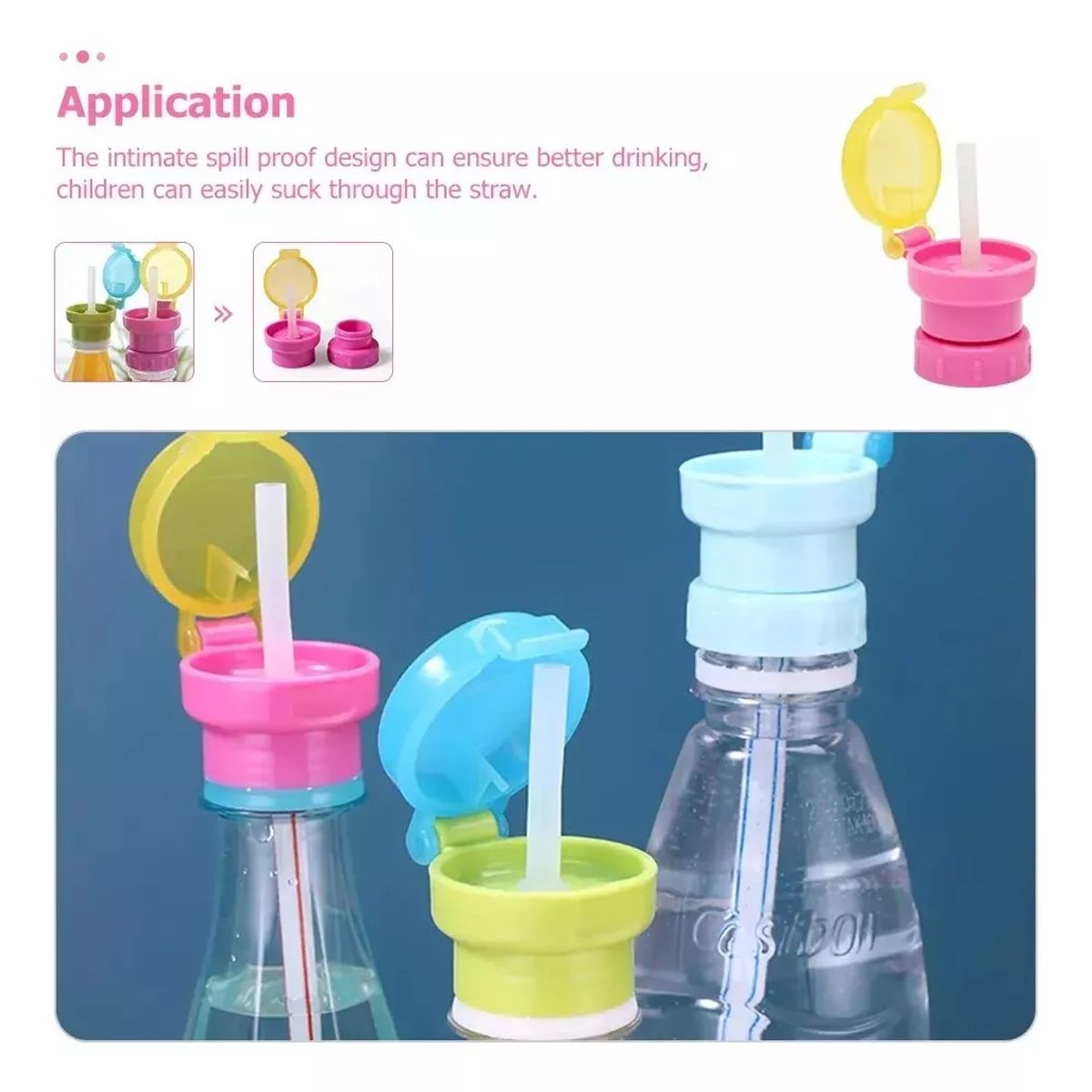 GENERICO - Tapa De Botella De Bebidas Para Bebés Con Pajilla Bombilla