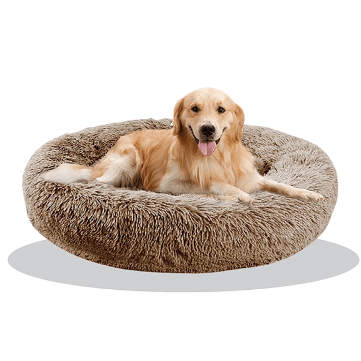 MASCO TODO - Cama Antiestrés Felpa para Mascotas Perros Gatos 80cm Marrón