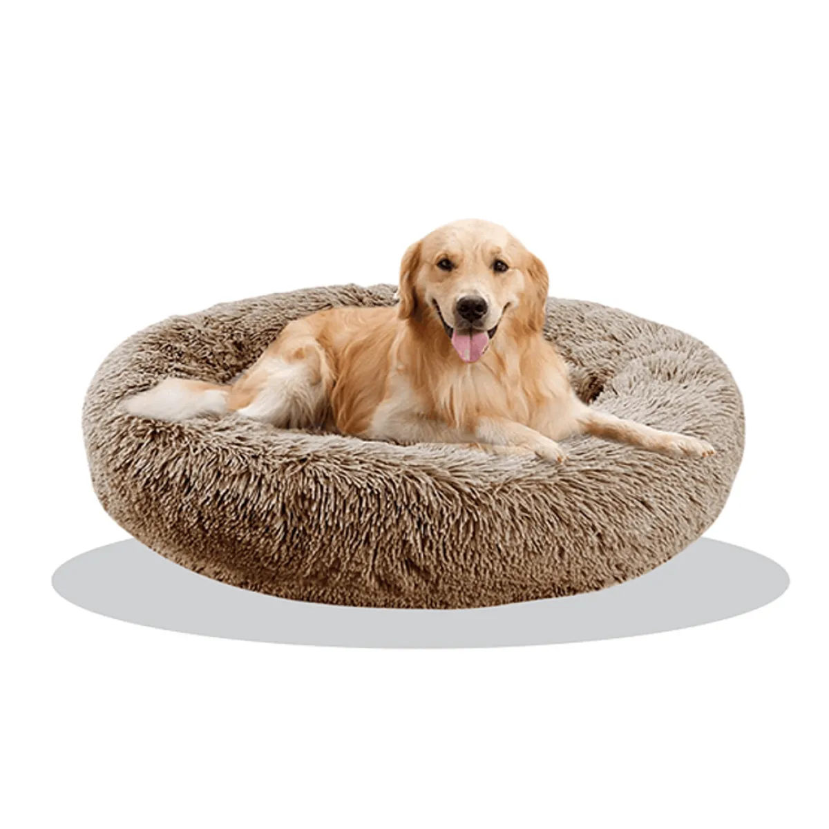 MASCO TODO - Cama Antiestrés Felpa para Mascotas Perros Gatos 80cm Marrón
