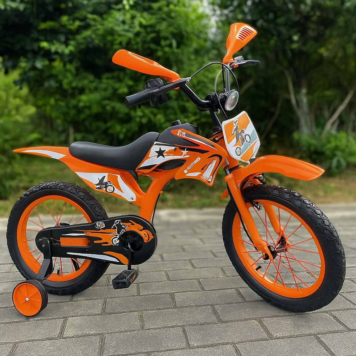 GENERICO - Bicicleta Infantil Bicimoto Aro 16 Niños Naranjo
