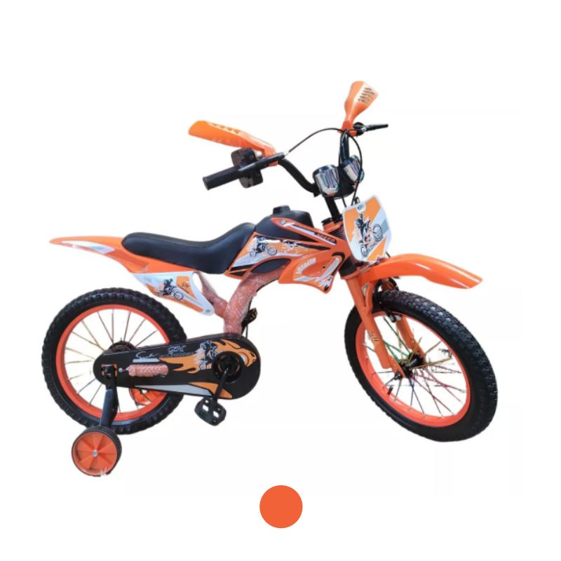 GENERICO - Bicicleta Infantil Bicimoto Aro 16 Niños Naranjo