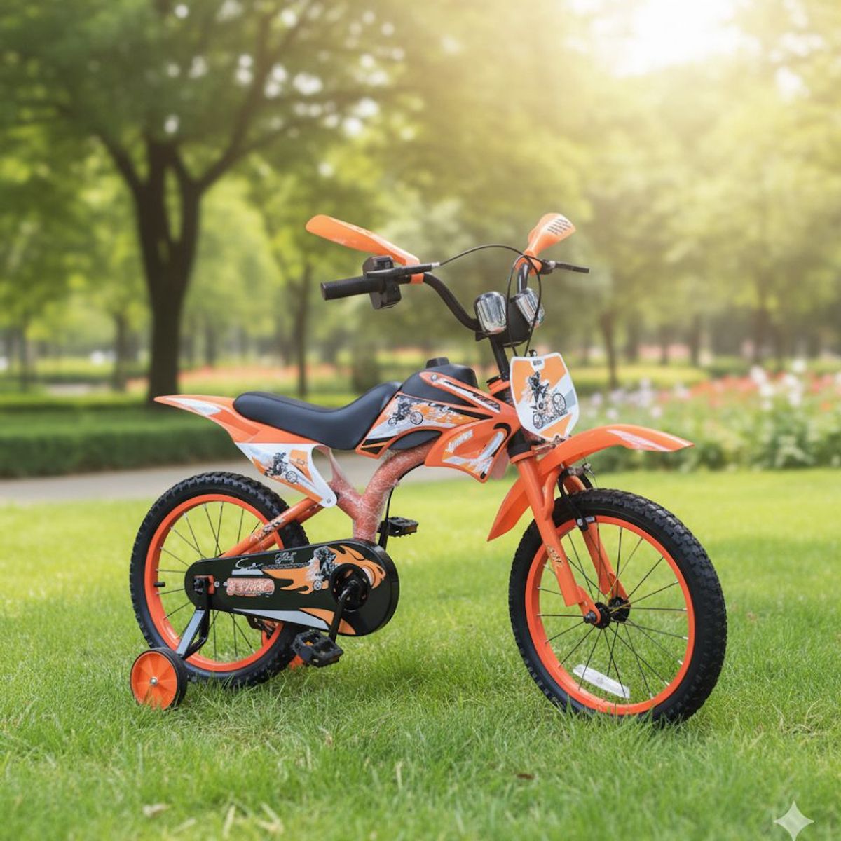 GENERICO - Bicicleta Infantil Bicimoto Aro 16 Niños Naranjo