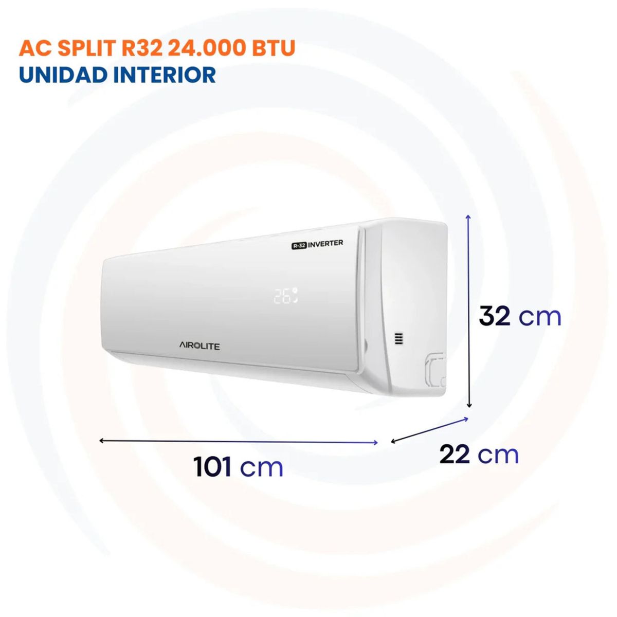 AIRE ACONDICIONADO SPLIT MURO FRÍO-CALOR 24000 BTU INV AIROLITE, marca AIROLITE - Foto 2