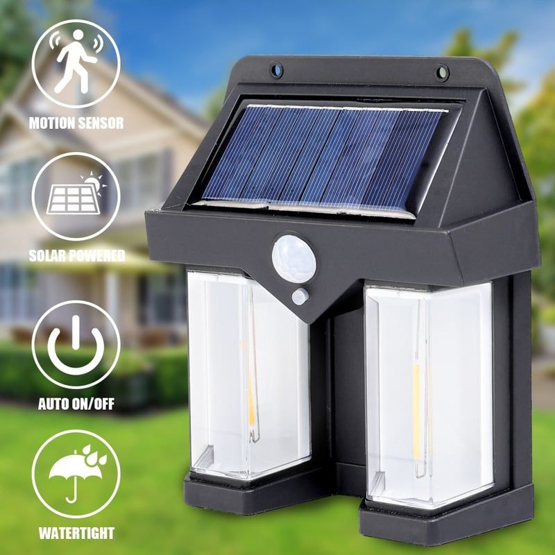 GENERICO - lampara farol solar doble con sensor luz cálida