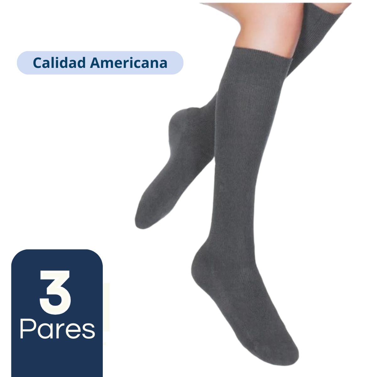 UTILISIMO - Pack 3 Calcetines Escolar Largo Gris Bambú Mas Clothing