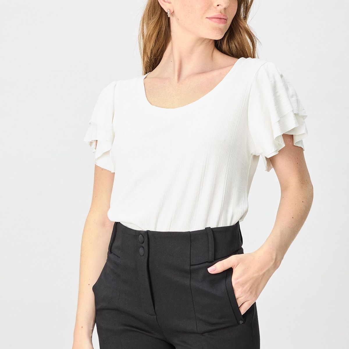 IO - Polera Manga Corta Crudo Mujer Io