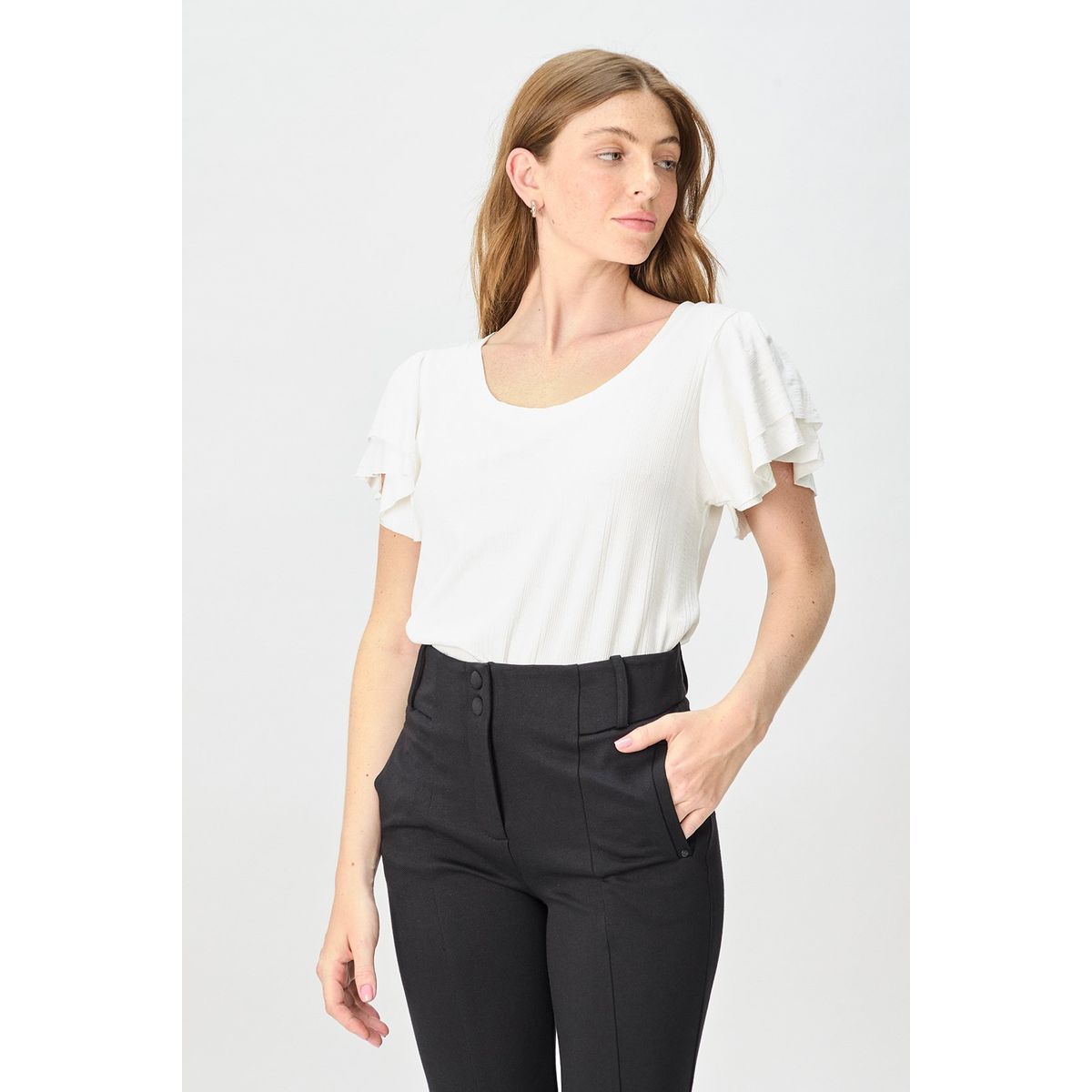 IO - Polera Manga Corta Crudo Mujer Io