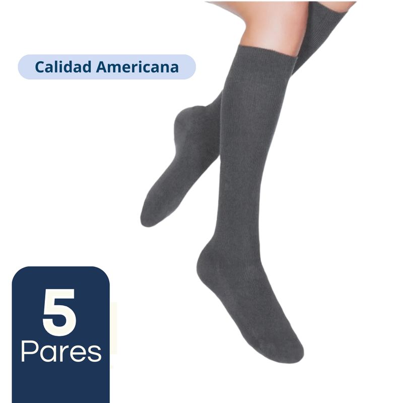 UTILISIMO - Pack 5 Calcetines Escolar Largo Gris Bambú Mas Clothing