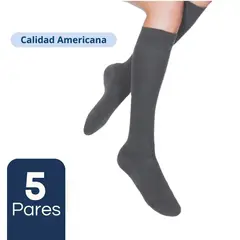 UTILISIMO - Pack 5 Calcetines Escolar Largo Gris Bambú Mas Clothing