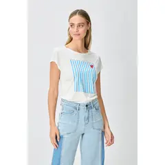 IO - Polera Manga Corta Crudo Mujer