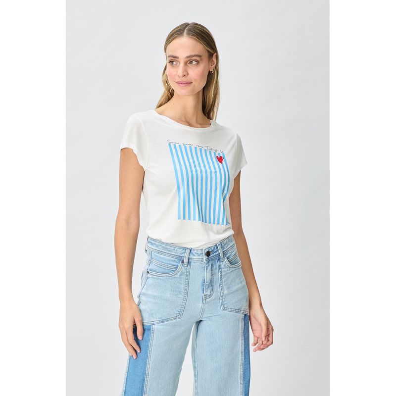 IO - Polera Manga Corta Crudo Mujer Io