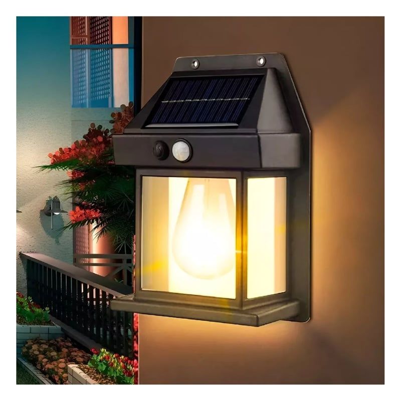 GENERICO - lampara farol solar con sensor luz cálida