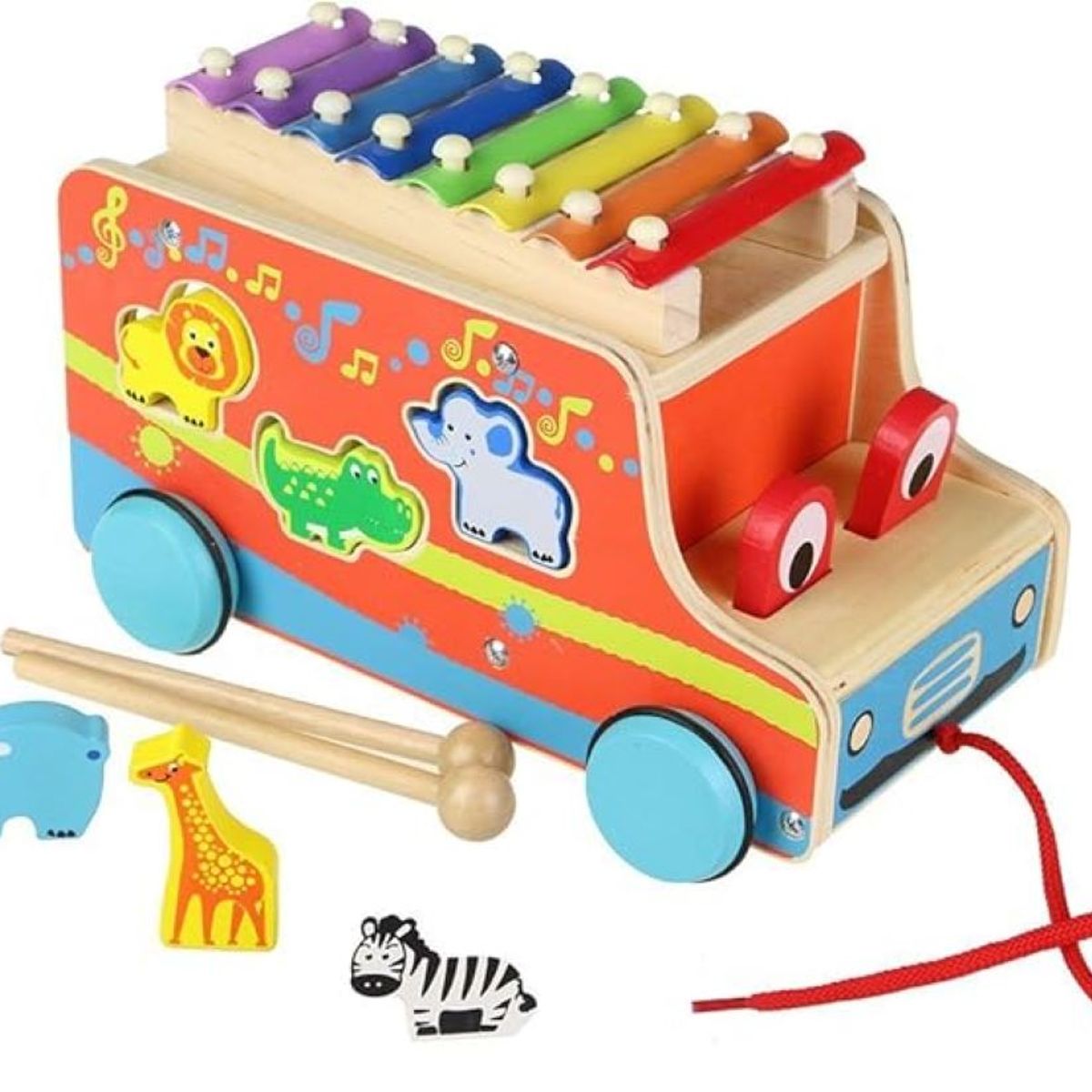 GENERICO - Camión Xilófono Multifuncional Madera Carrito De Arrastre