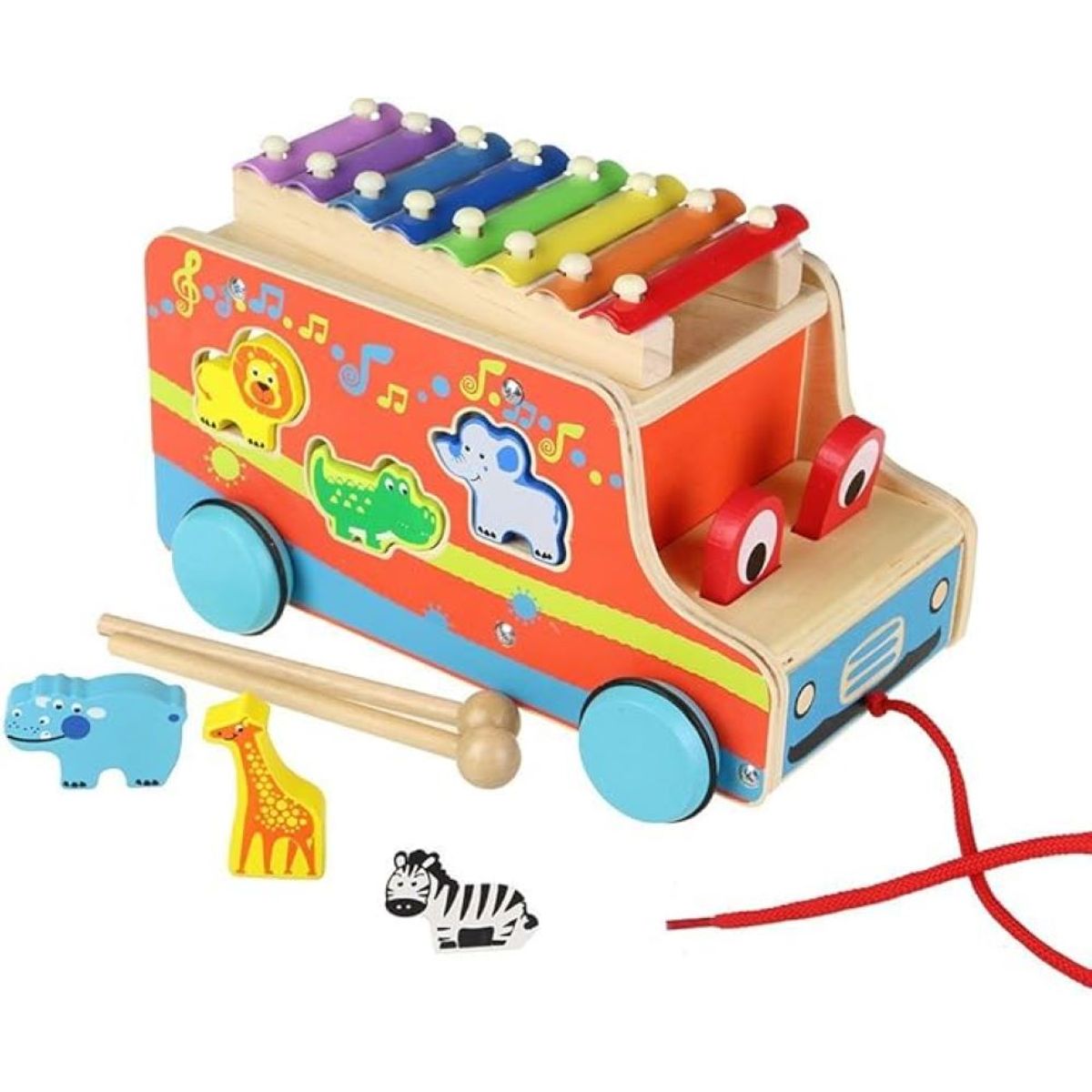 GENERICO - Camión Xilófono Multifuncional Madera Carrito De Arrastre