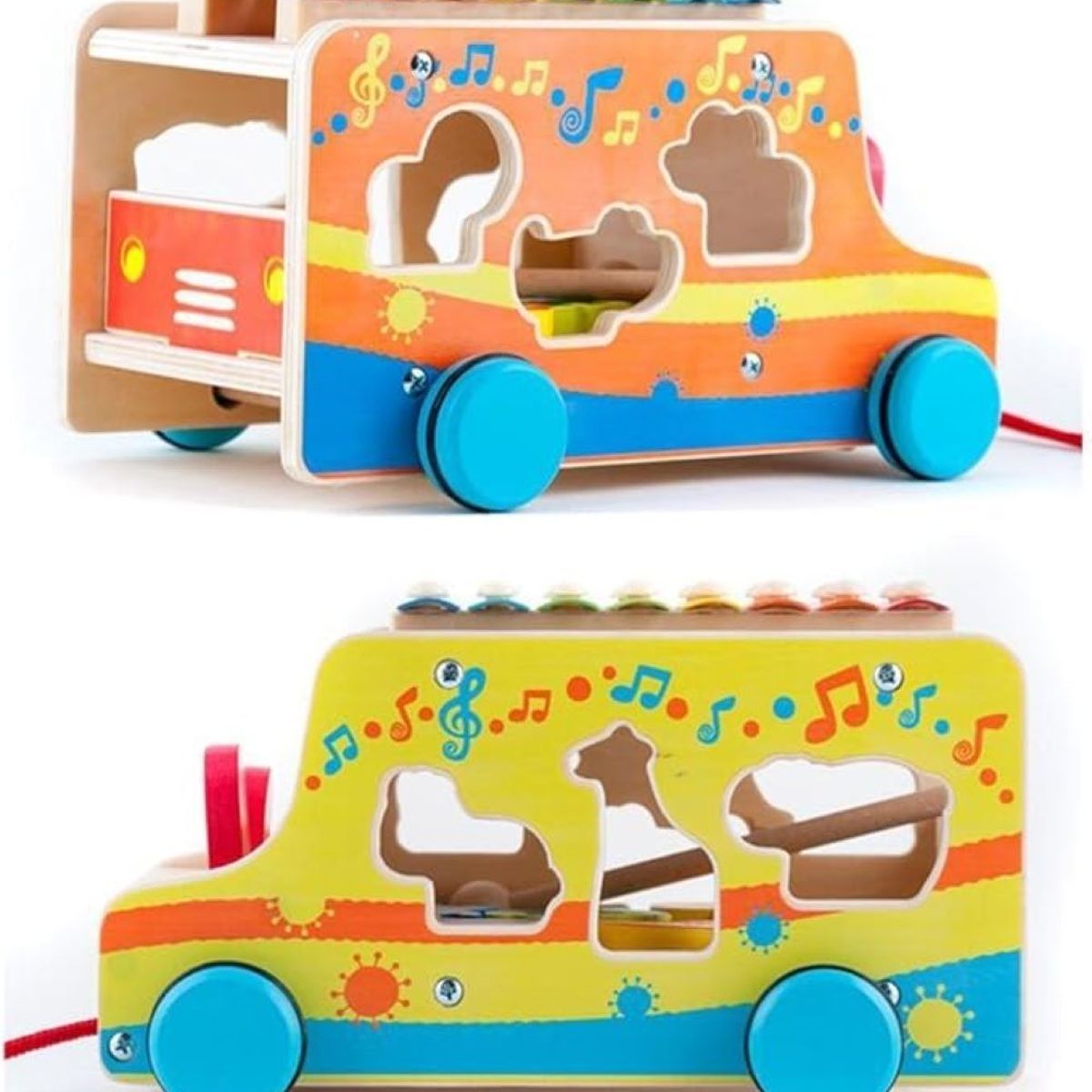 GENERICO - Camión Xilófono Multifuncional Madera Carrito De Arrastre