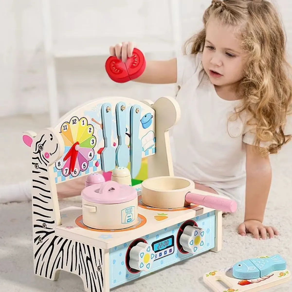 GENERICO - Cocina Juguete Madera Niños Set Juego Rol Montessori Educativo Accesorios