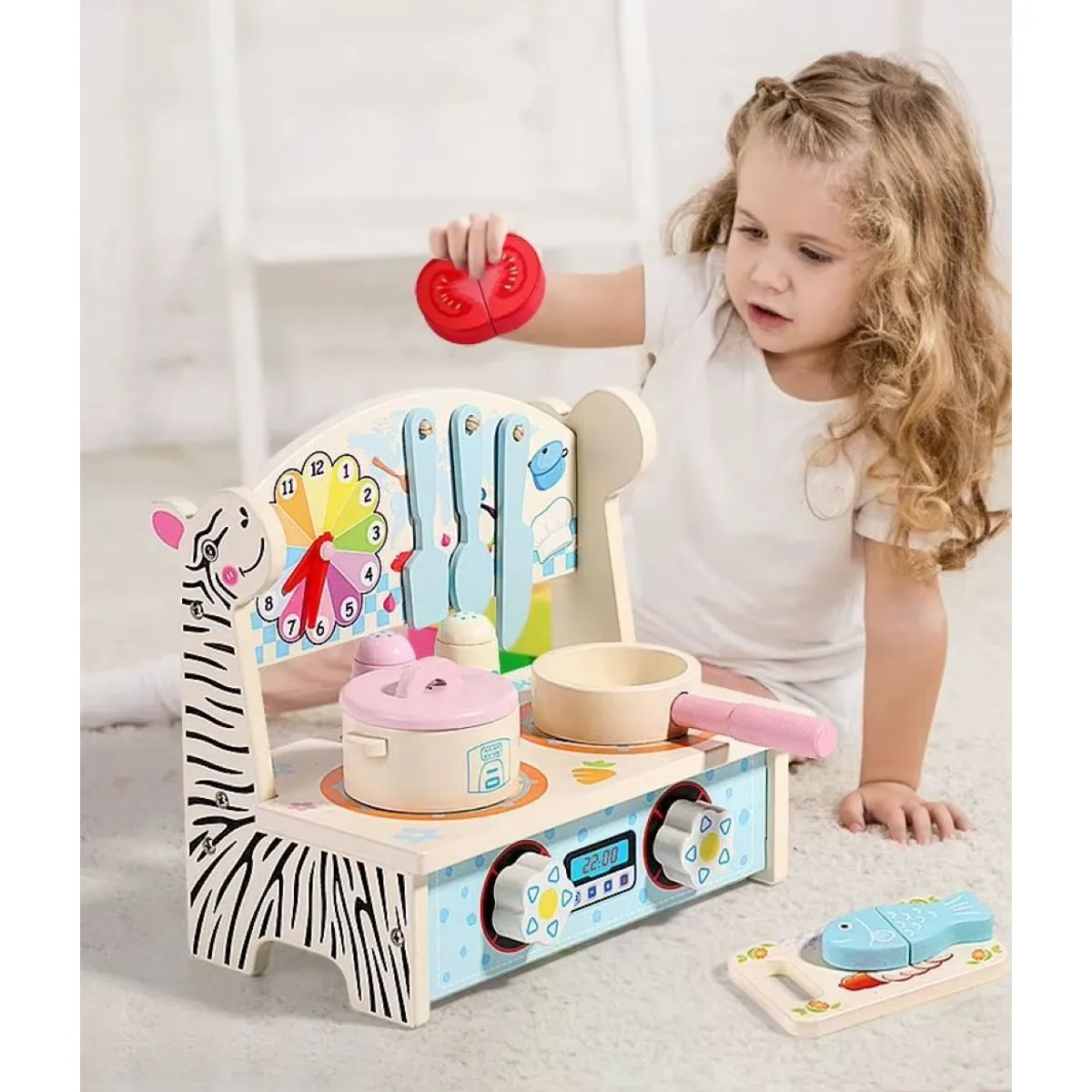 GENERICO - Cocina Juguete Madera Niños Set Juego Rol Montessori Educativo Accesorios