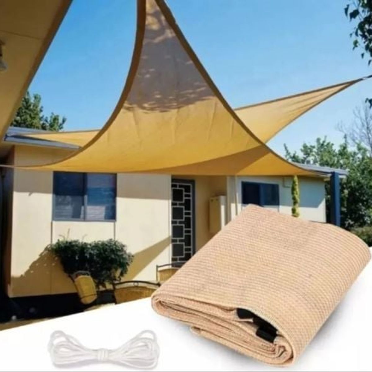 GENERICO - Toldo Vela Malla Triangular 3x3x3 Proteccion UV