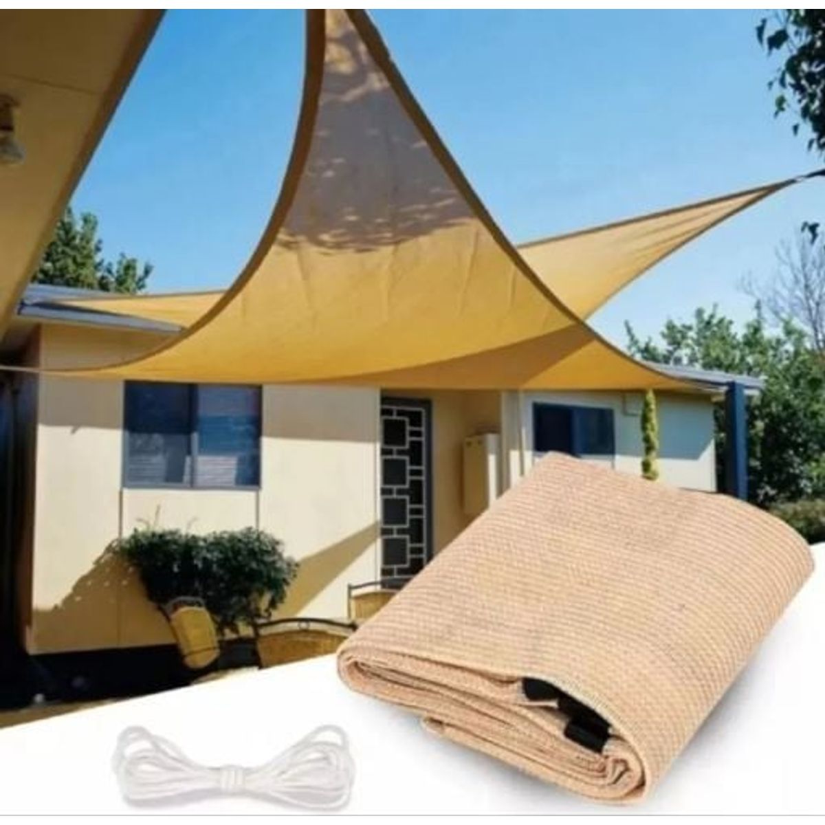 GENERICO - Toldo Vela Malla Triangular 3x3x3 Proteccion UV