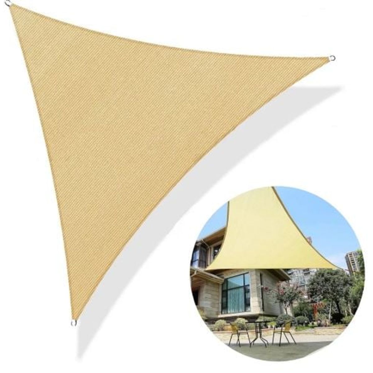 GENERICO - Toldo Vela Malla Triangular 4x4x4 Proteccion UV