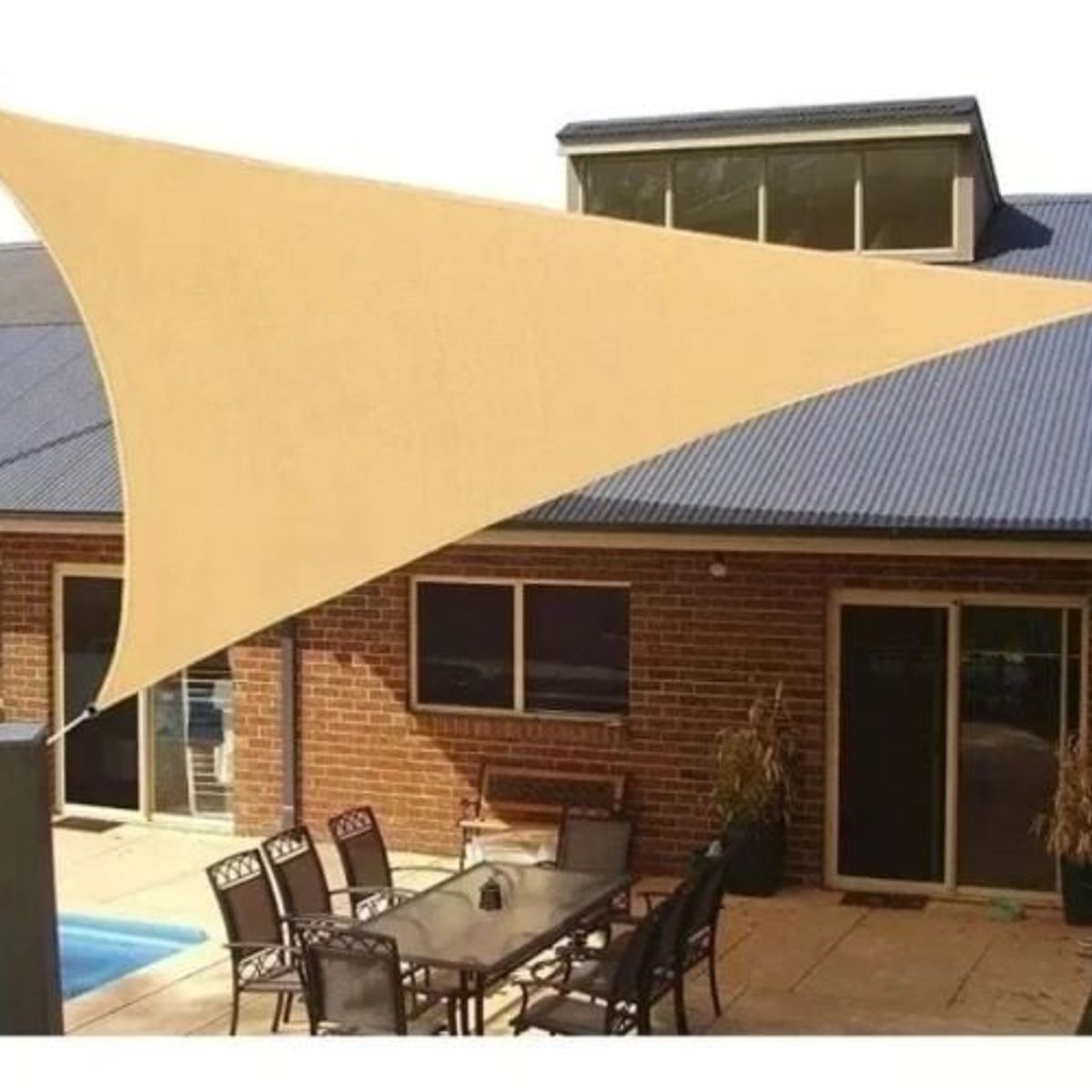 GENERICO - Toldo Vela Malla Triangular 4x4x4 Proteccion UV