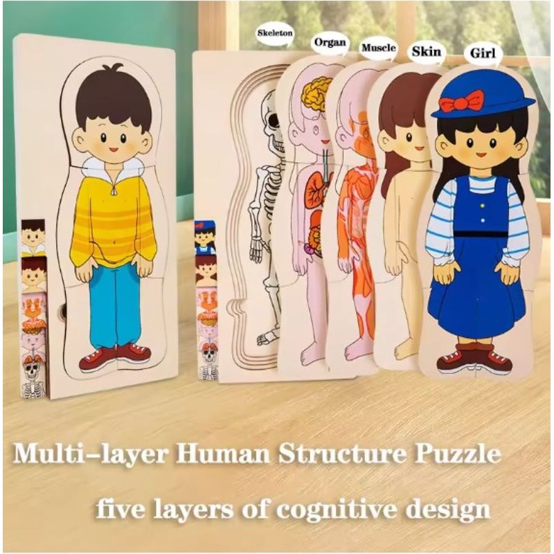 GENERICO - Rompecabeza Puzzle Cuerpo Humano - Material Didactico Madera