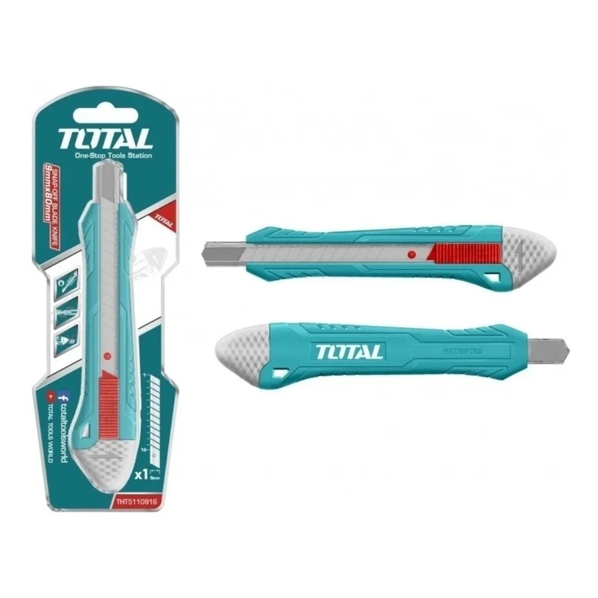 TOTAL - Corta Carton Cuchillo Cartonero 9mm X 80mm Total Tht5110916