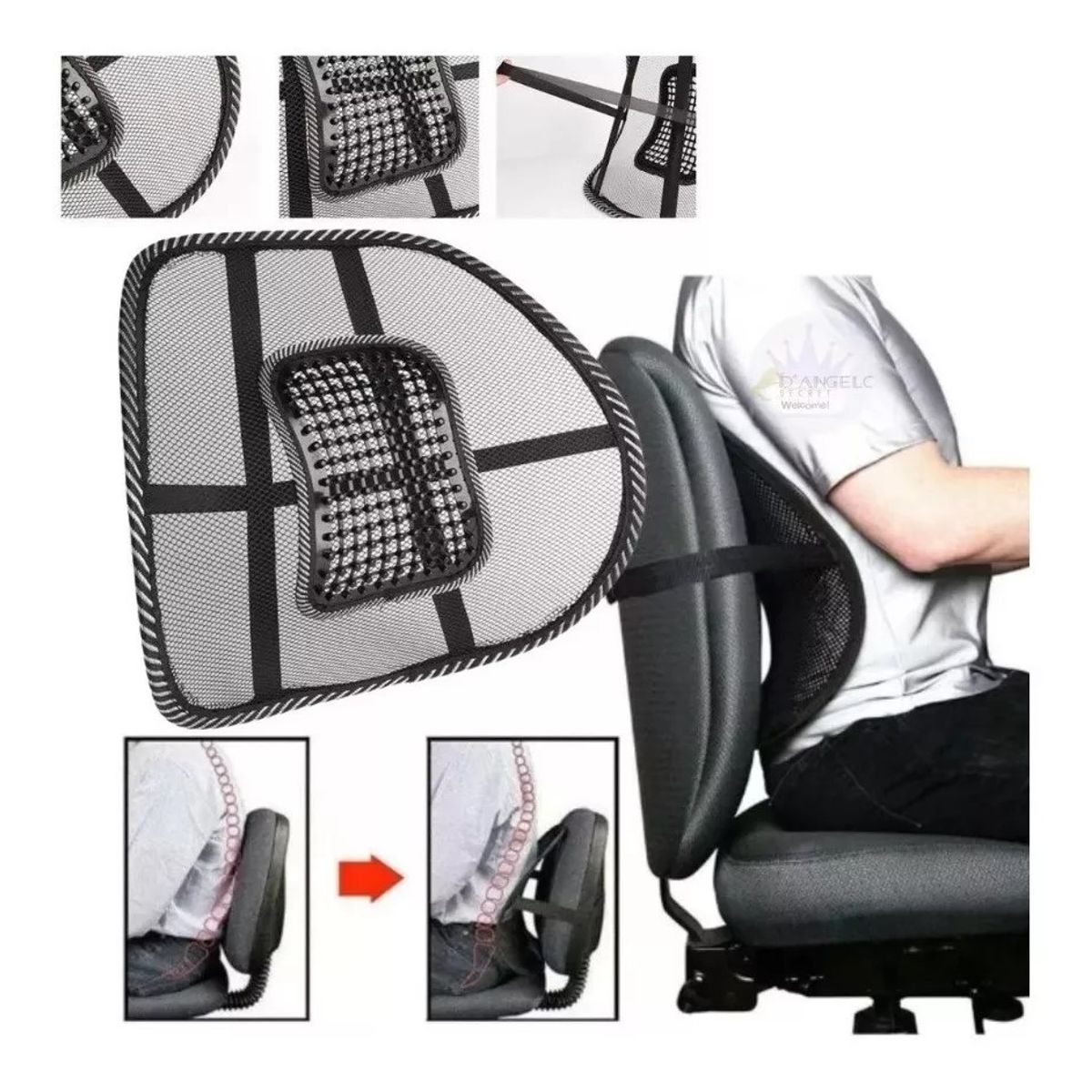 GENERICO - Respaldo Auto Silla Oficina Postura Respaldo Lumbar