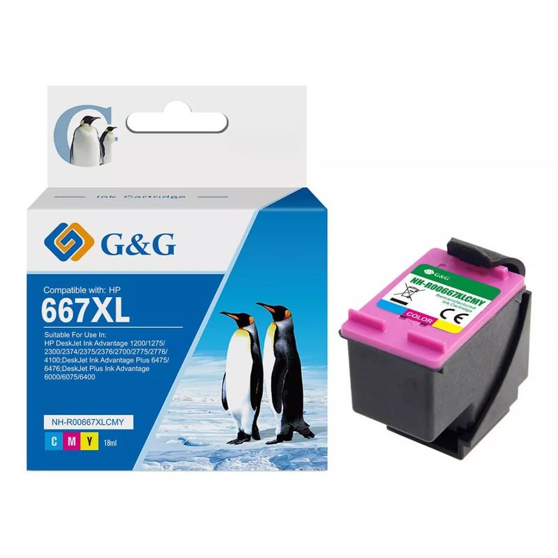 GENERICO - Cartucho H-667XL Alternativo Colores 18 ml G&G