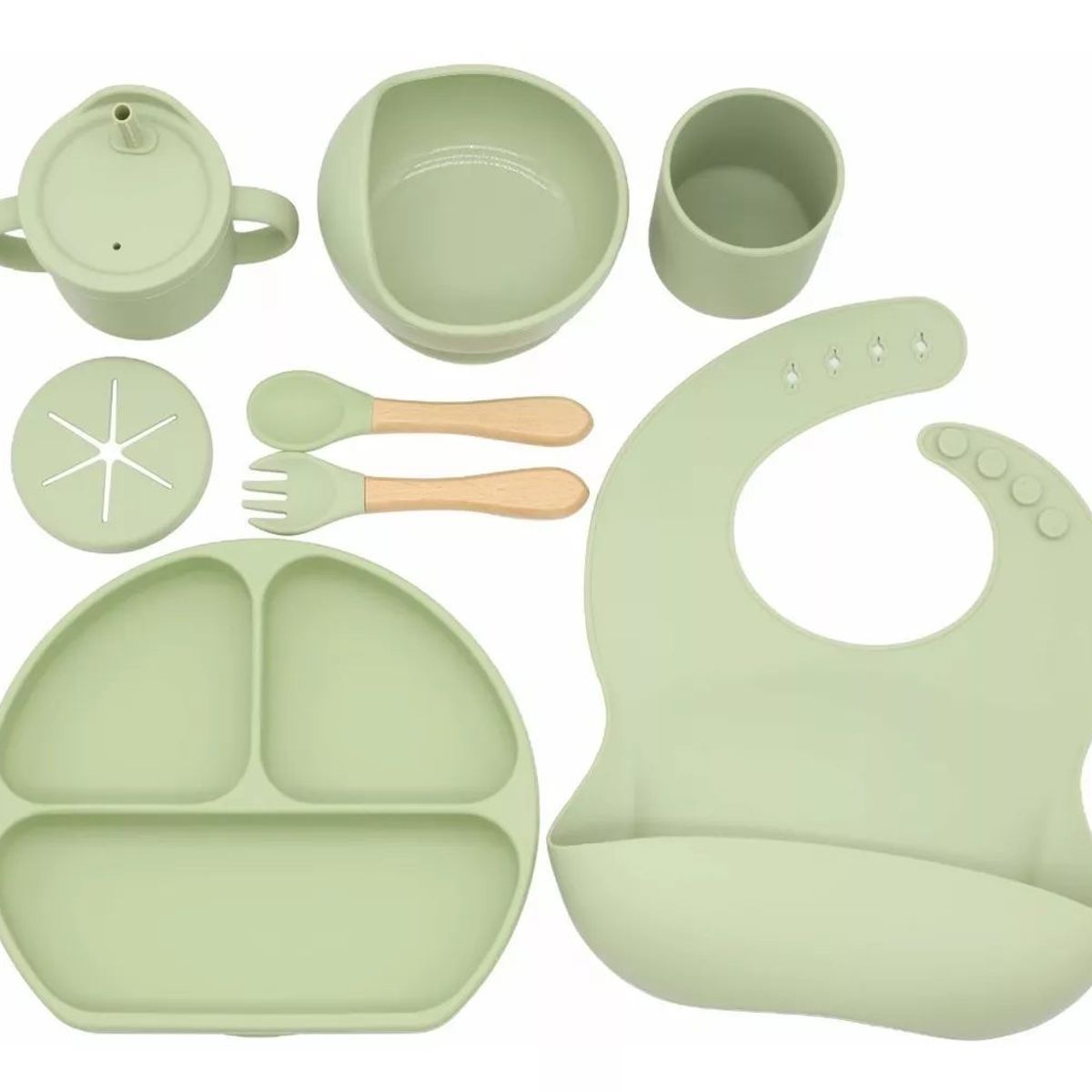 GENERICO - Set alimentación silicona para bebe 8 piezas antideslizante