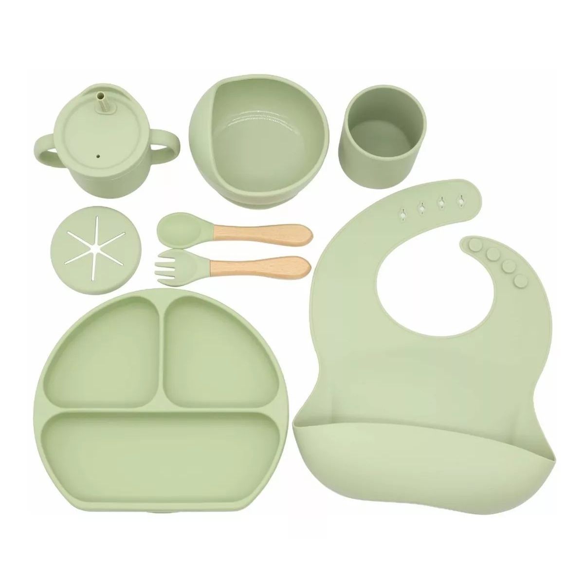 GENERICO - Set alimentación silicona para bebe 8 piezas antideslizante