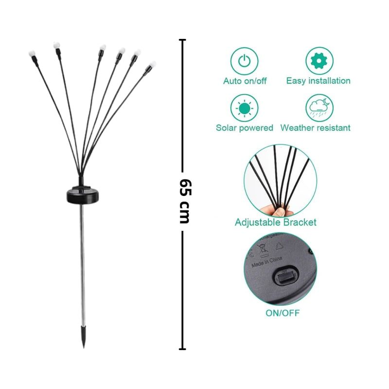 GENERICO - Lampara luz solar estaca para jardines 6 bolas x 2 juegos