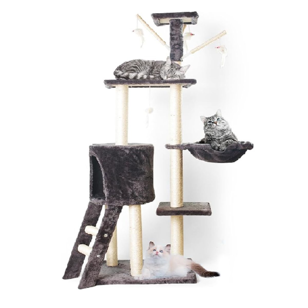 MASCO TODO - Torre Rascador para Gatos Hamaca Juguetes Multinivel 138cm