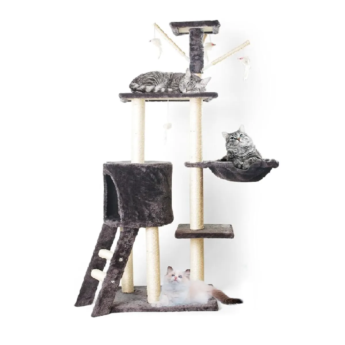 MASCO TODO - Torre Rascador para Gatos Hamaca Juguetes Multinivel 138cm