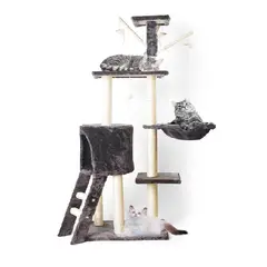 MASCO TODO - Torre Rascador para Gatos Hamaca Juguetes Multinivel 138cm