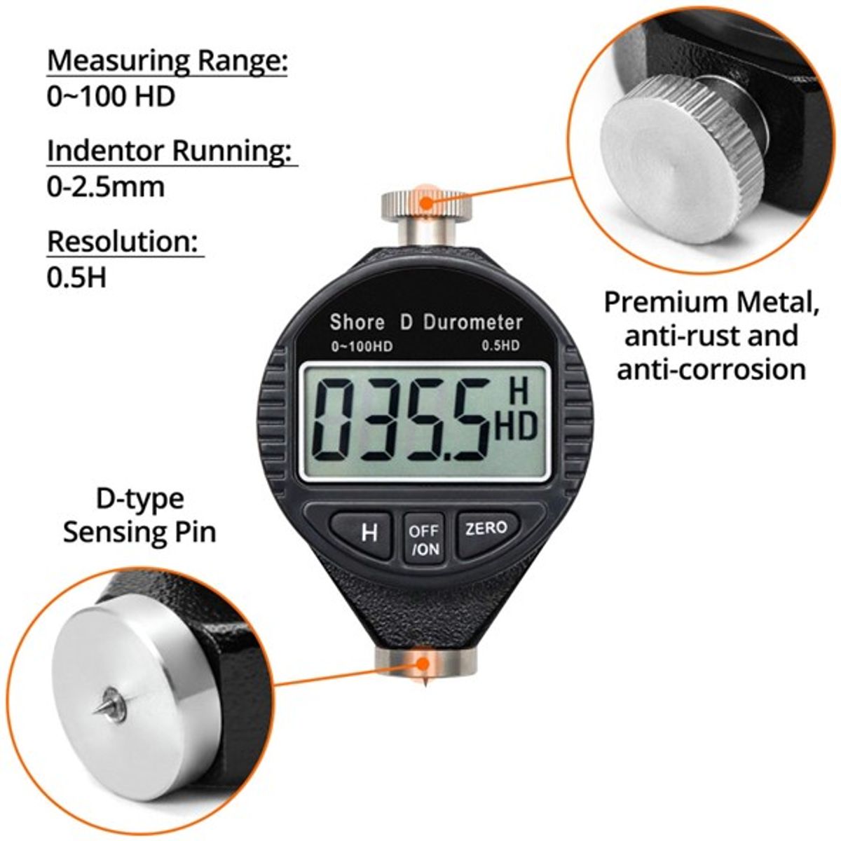 GENERICO - Durometro Digital medidor dureza  Shore Tipo D
