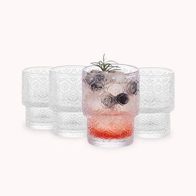 Imagen 2 del producto Set de 4 Vasos de vidrio Flor Begonia de 180 ml