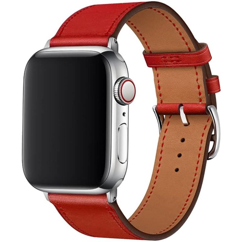 GENERICO - Correa De Cuero Para Apple Watch 38 40 41mm / Rojo